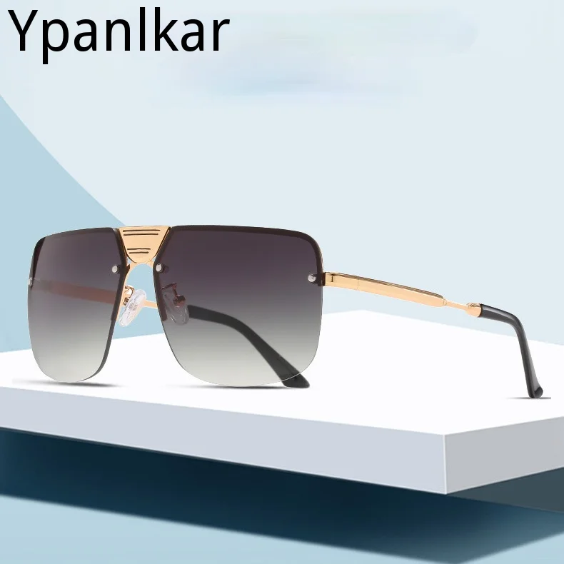 

Солнцезащитные очки без оправы UV400 Мужские, Роскошные Металлические брендовые дизайнерские авиаторы в стиле ретро