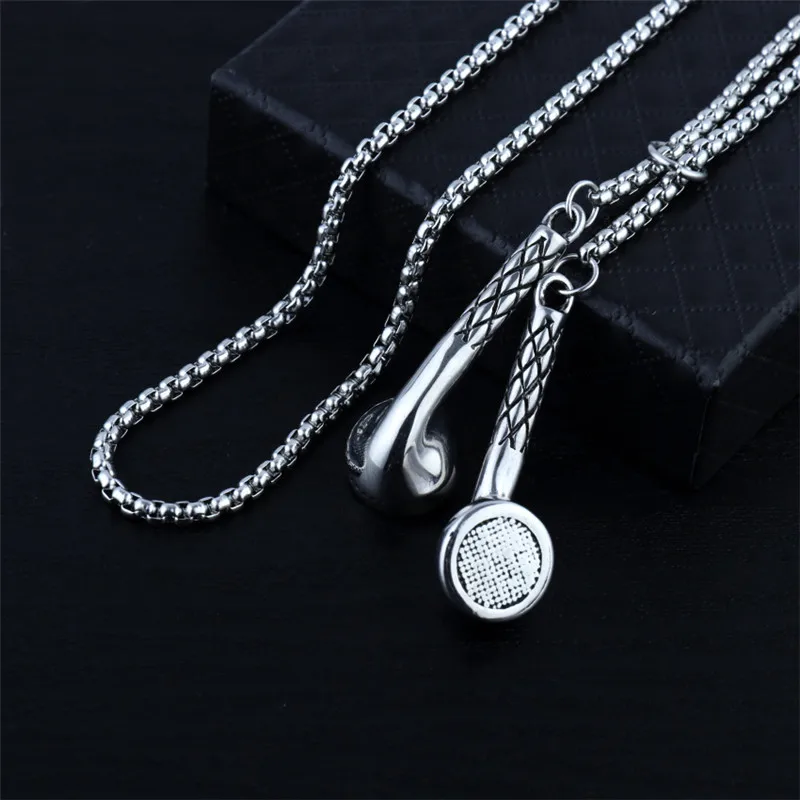 

Punk Earphone Pendant Men Stainless Steel Necklace Creative Simple Rock Trendy Male Casual Fashion Gift Jewelry