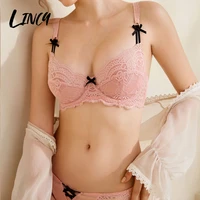 new sexy womens intimates bra brief sets big size bras thin panties push up bra high grade lace small bows underwear