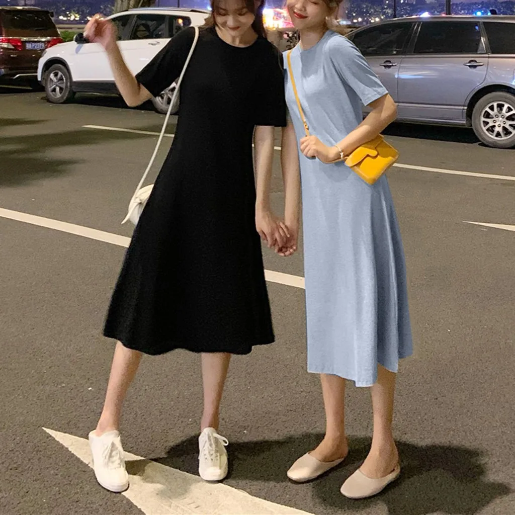 JAYCOSIN Макси футболка платье женские летние пляжные Бохо вечерние винтажные