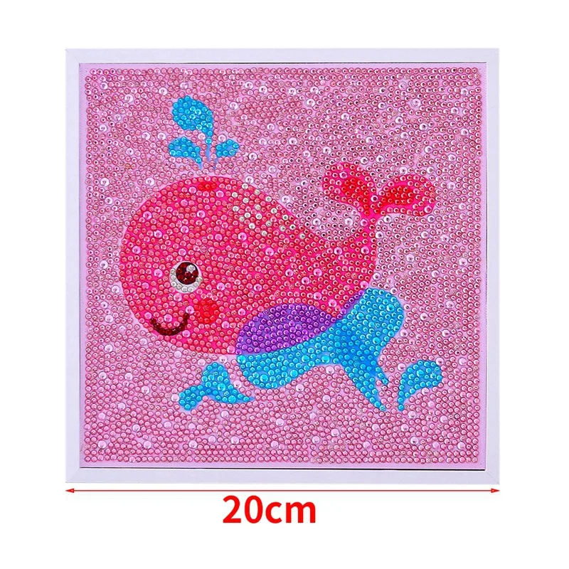 

DIY Diamond Painting with Frame Cute Whale Diamond Cross Stitch DIY Handmade Puzzle Kindergarten Pupils Gift