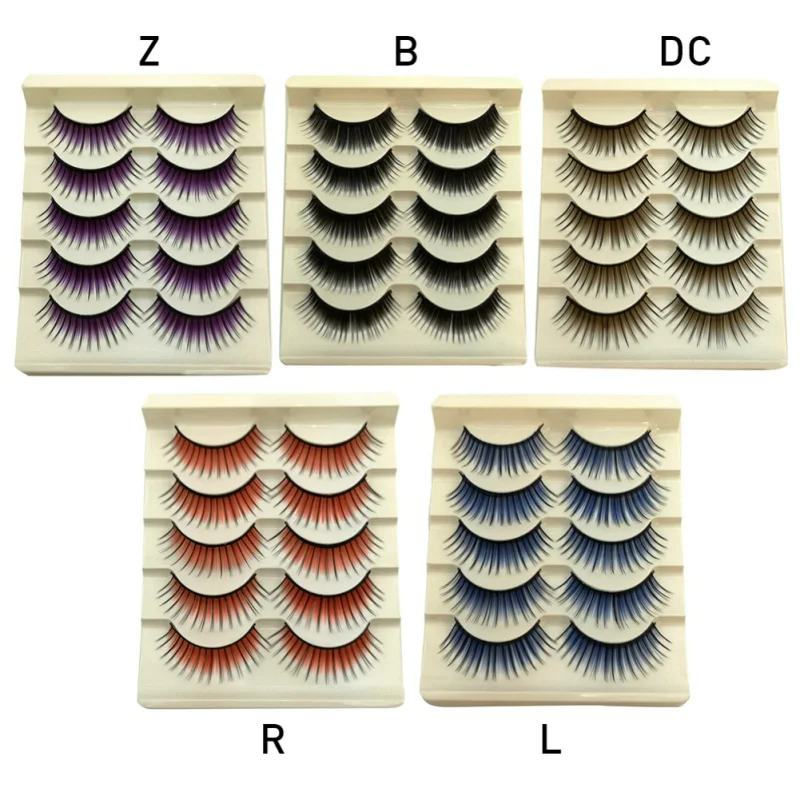 5 пар коробок тонкие дышащие ресницы для глаз сценический макияж толстые цветные