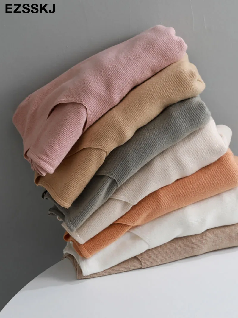 Женский трикотажный пуловер с V-образным вырезом и длинным рукавом | Женская