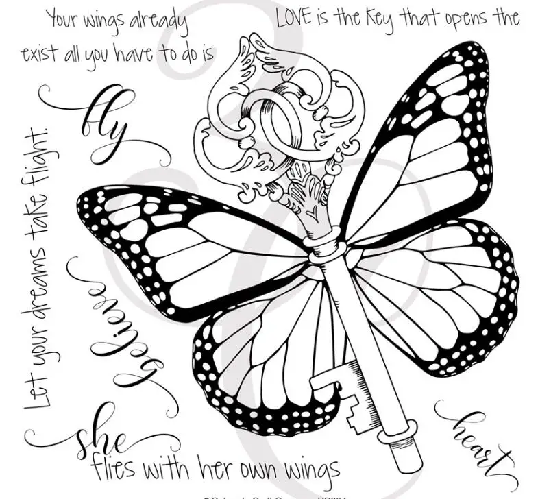 Прозрачный силиконовый штамп/печать ButterflyTransparent для скрапбукинга своими