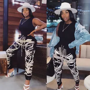 Женские брюки со шнуровкой, леггинсы, модная уличная одежда, черные повседневные длинные брюки с асимметричными перекрестными лямками, Осенние Комбинезоны