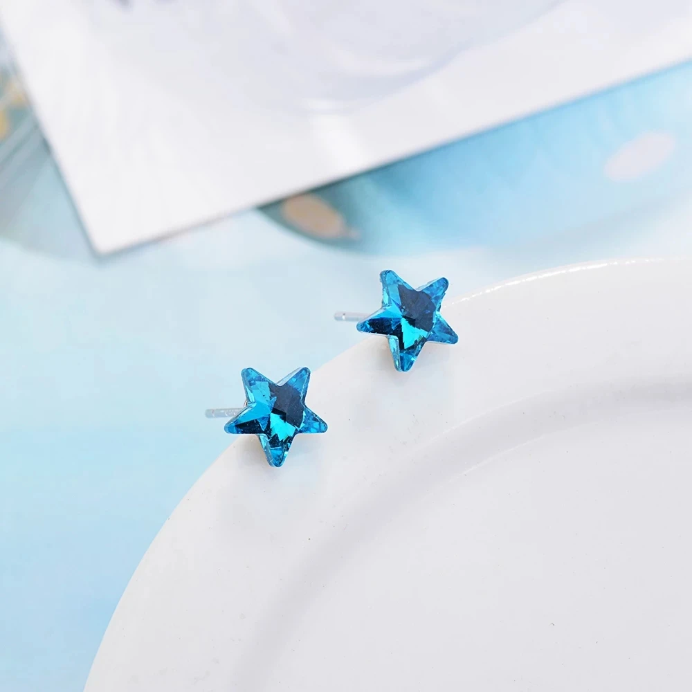 

2021 Contemporary And Contracted Earrings Classic Blue Star Creative Design Jewelry Temperament Girl Beautiful Stud Earrings