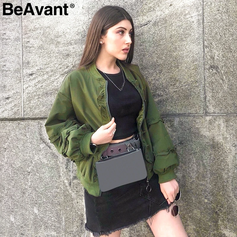 Женская ветровка с оборками BeAvant Базовая куртка на молнии длинным рукавом