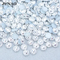 junao 4 5 6mm silver color flowers crystal rhinestone flat back resin stones round nail art crystal sticker for decoration