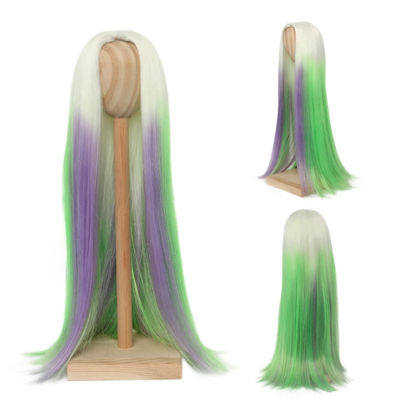 

BJD SD Doll Wig for 1/3 Doll green white Doll Wig High Temperature Fiber Gradient Color Long Curly doll hair doll accessories