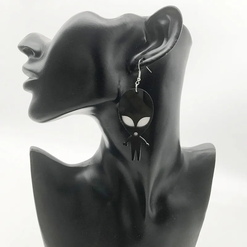 

Statement Geometric Black Acrylic Aliens Drop Earrings For Women Girls Personality Fashion Charm Party Jewelry Brinco Bijoux