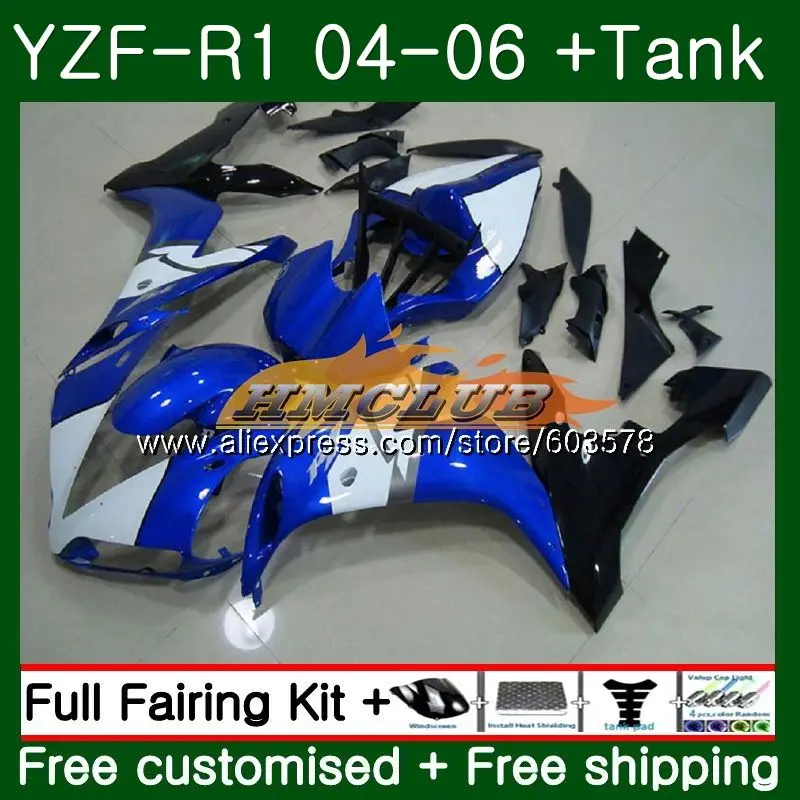 

Body For YAMAHA YZF R 1 YZF 1000 YZF-R1 2004 2005 2006 55CL.15 YZF1000 YZF R1 YZF-1000 YZFR1 04 05 06 ABS Factory blue Fairing