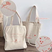 casual canvas womens shoulder bag cartoon embroidery ladies shopping bags large capacity student girls school tote handbags