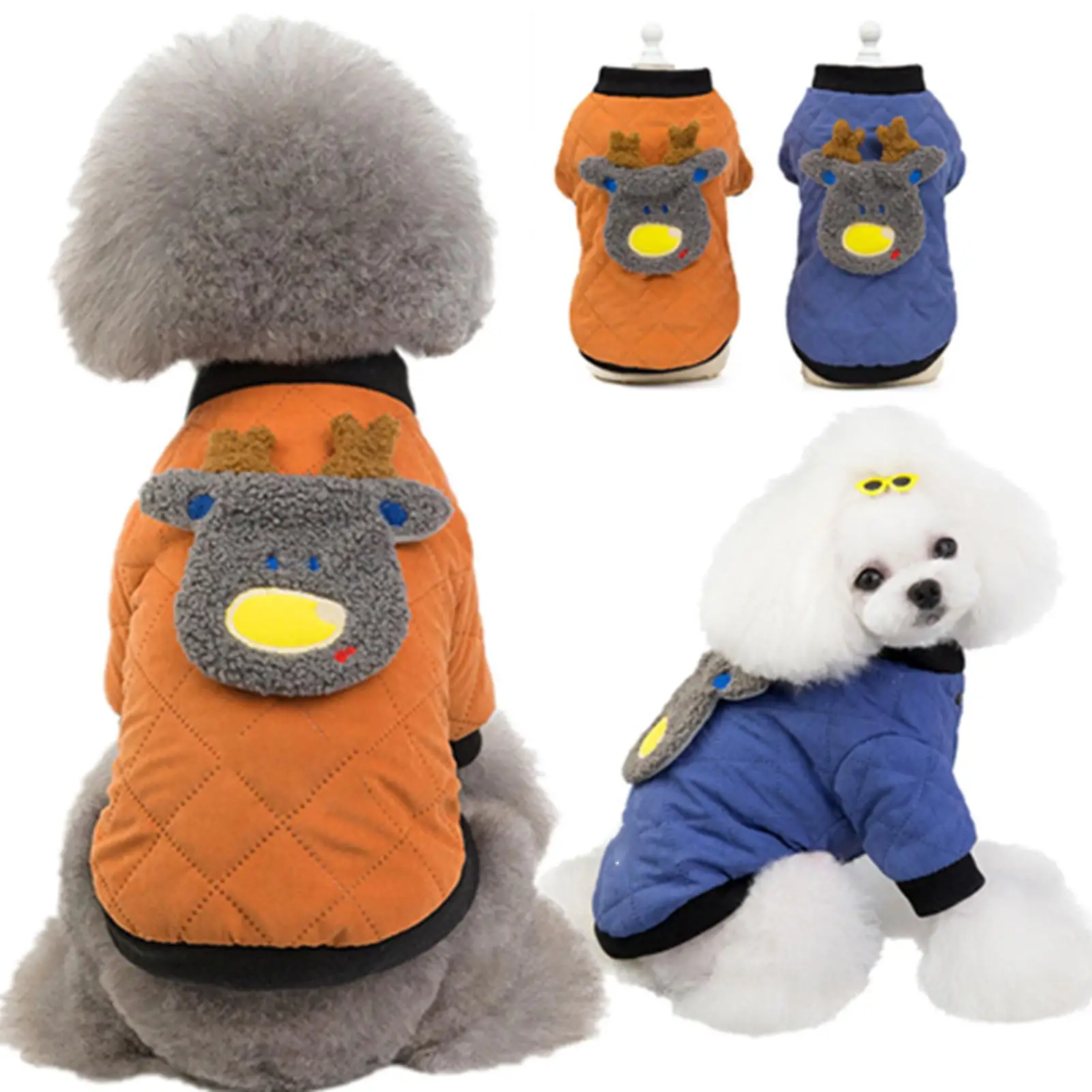 

Dog Warm Winter Clothes Dog Coat Puppy Jacket Winter Pet Cartoon Pattern Stitching Coat Two-legged Cotton Jacket Dog Clothes