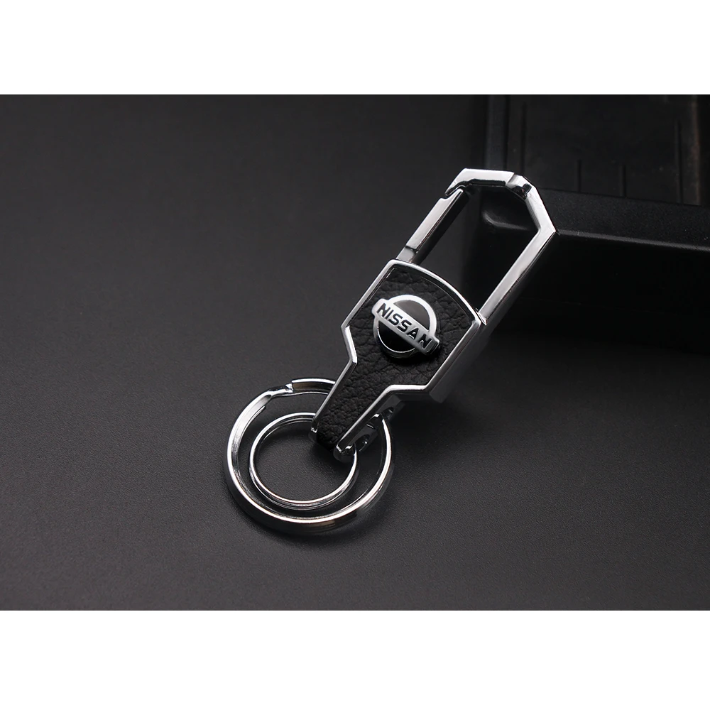 

Car Keychain KeyRing Holder Buckle Metal Alloy BV Style Leather For Nissan Nismo Tiida Teana horizon Juke x-trail Almera Qashqai