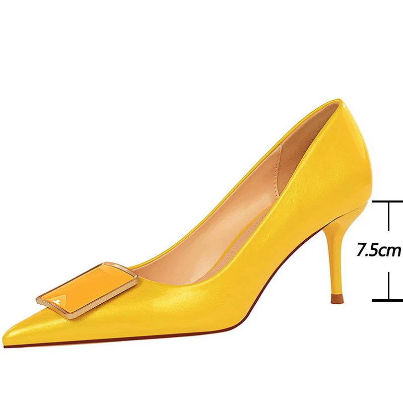 

BIGTREE Shoes Patent Leather Woman Pumps Kitten Heels Occupation OL Office Shoes Classic Pumps Plus Size 35-43 Shoes Women Heels