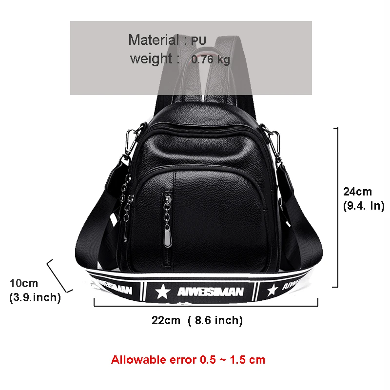 

Women's 2021 Backpack Designer Luxury Lady Multifunctional Bag High Quality Leather Female Commuter Shoulder Bag Solid Color