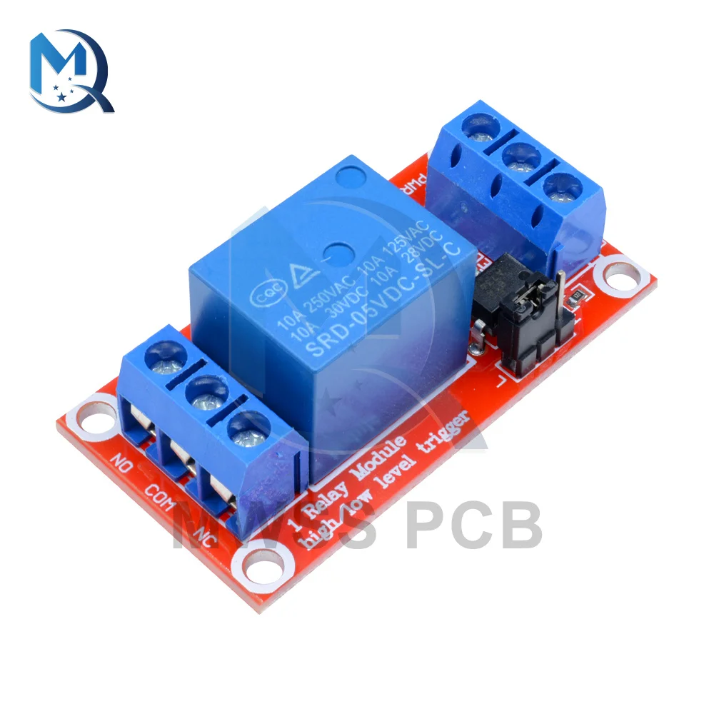 

5V One 1 Channel Relay Module Shield Power Supply Board Support High And Low Level Trigger With Optocoupler For Arduino