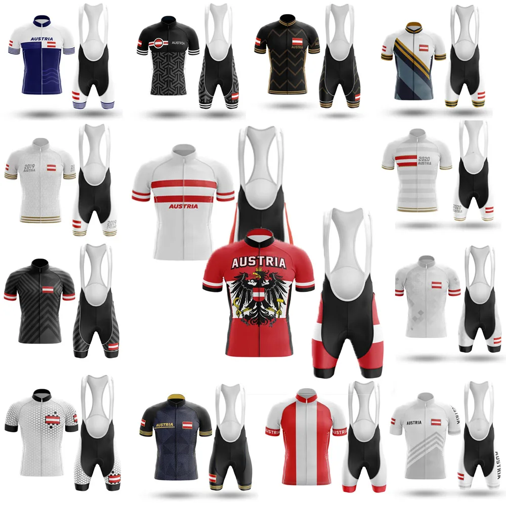 

2021 New Austria Cycling Jersey Set Summer Short Sleeve Cycling Clothing Men Road Bike Shirts Suit Breathable Bicycle Shorts