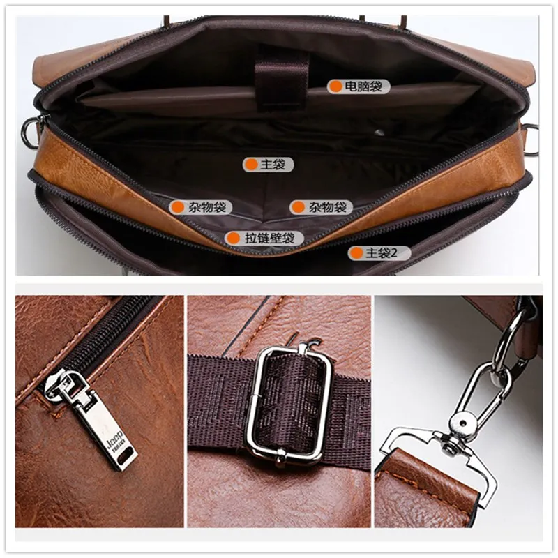 Мужская сумка через плечо из искусственной кожи винтажная деловая Большая