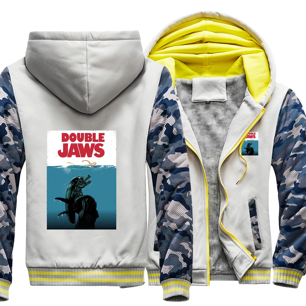 

Alien American Move Double Jaws Street Hoodies Winter Warm Outdoor Printed Hoodie Top Men Casual Fitted Casual Black Sweatshirt