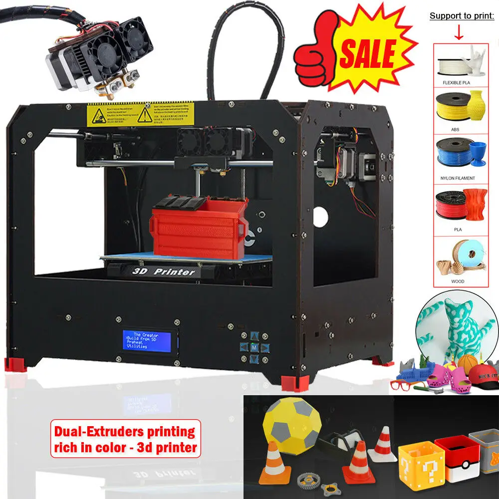 3D принтер CTC с двойным Экструдером и соплом двухцветный принтер/Отправка 0 3 кг