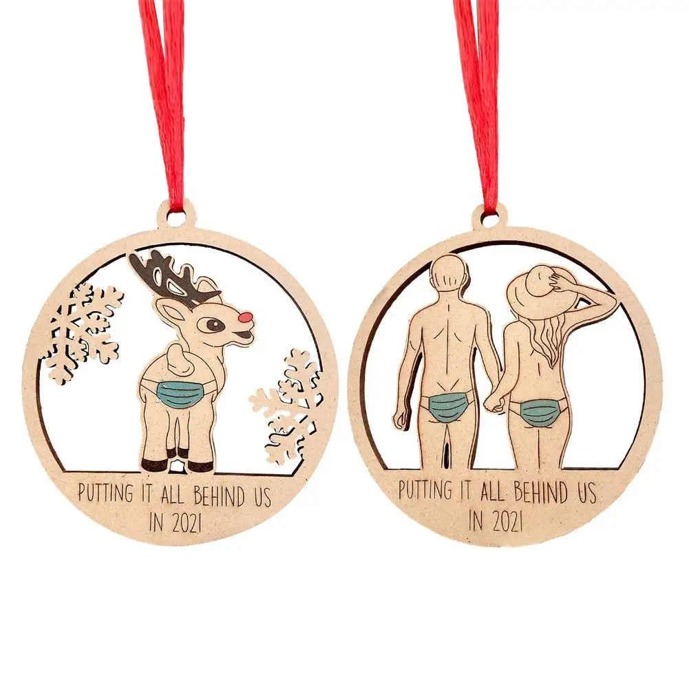 

Christmas Wooden Ornament Couples Deer Shape Christmas Tree Decoration