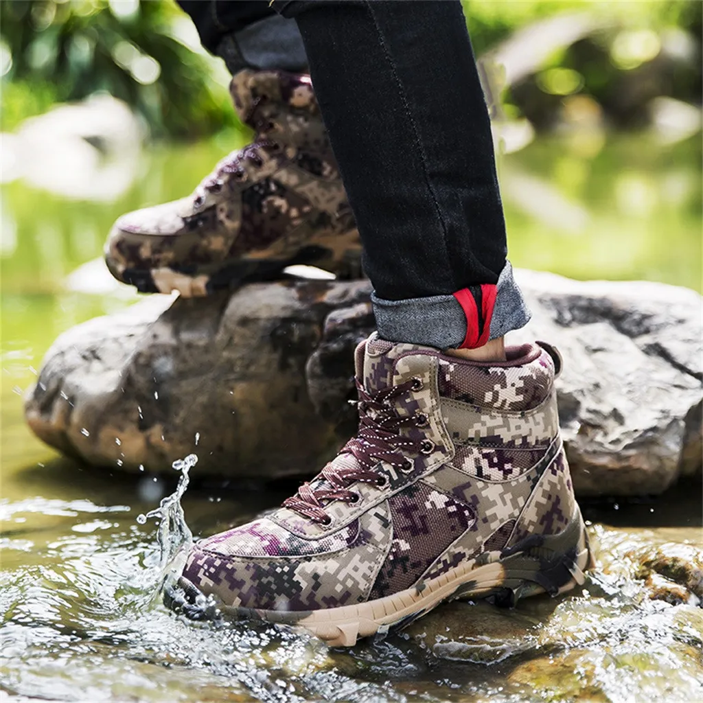 

Men Tactical Military Boots Desert Boots Hiking Camouflage High-top Desert Men Boots Fashion Work Men Shoes 7.18