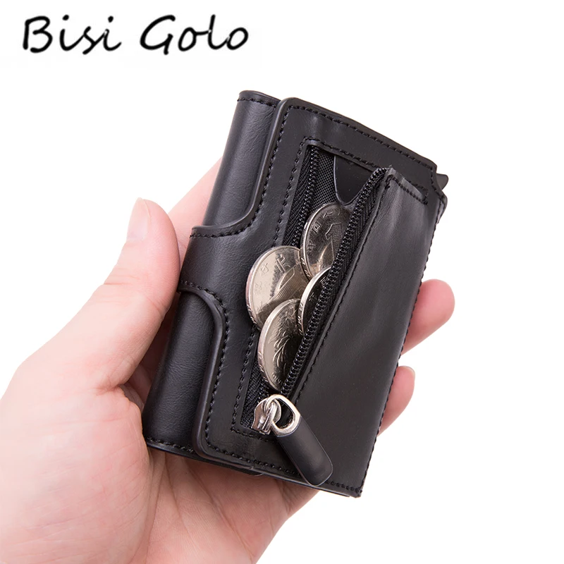 Всплывающее черное портмоне BISI GORO RFID чехол для ID карты мужской держатель