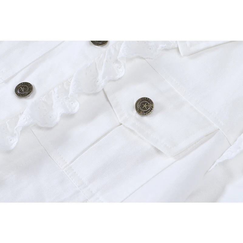 

Women's Cardigan White Crop Blouses Or Tops For Ladies Trendy 2021 Streetwear Lapel Elegant Shirts Ruffle Buttons Casual Ins Top