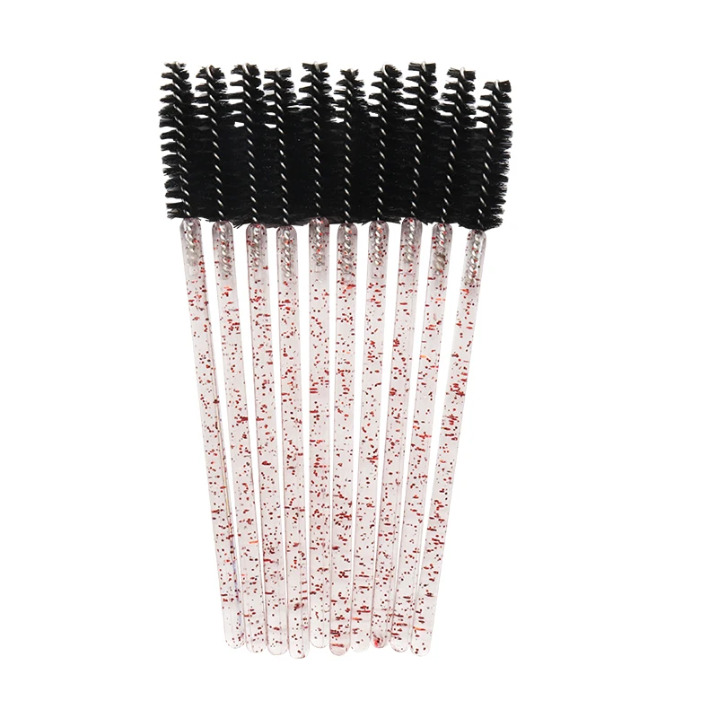 shiny pink black 50 шт./лот, одноразовая щетка для ресниц, тушь для ресниц, палочки, аппликатор, палочка для макияжа, косметические кисти, инструменты для наращивания, аксессуары - Handle Color: shiny pink black