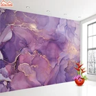 Пользовательские фиолетовые акварельные 3d абстрактная живопись настенные фоны обои фрески для гостиной самоклеящиеся обои бумажные Декор