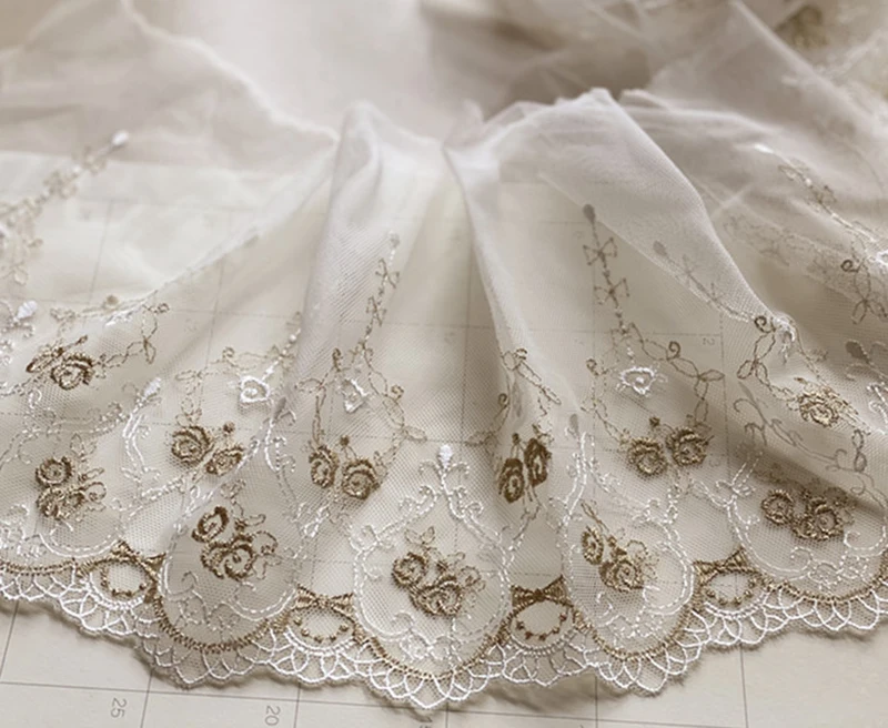 4Yds ретро-материал одежды для рукоделия, свадебная вышивка, кружевная отделка, роза, цветок, золотая нить, Швейные аксессуары, домашний декор