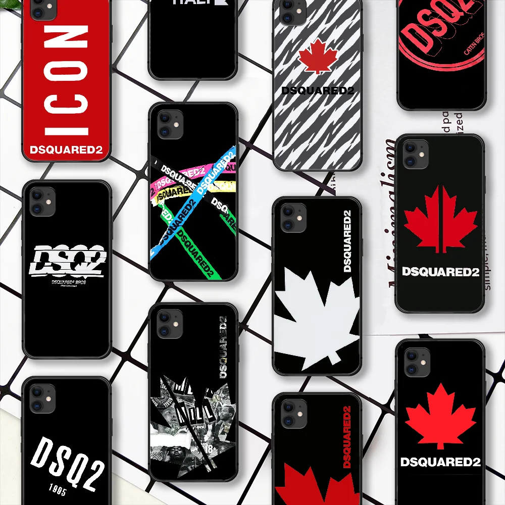 

DSQ2 Fashion Trend Brand D2 Phone Case For IPhone 4 4s 5 5S SE 5C 6 6S 7 8 Plus X XS XR 11 12 Mini Pro Max 2020 black Waterproof