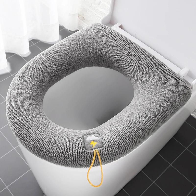 

Suchme Thicker Soft Bathroom Warmer Handle Toilet Seat Cover Pad Stretchable Handle Toilet Seat Cover Pad Household Toilet Ring