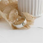 Новинка 2021, кольцо в стиле ретро с аниме и смайликом, Женское кольцо с улыбкой, кольцо с открытым пальцем для студентов, регулируемые кольца, индивидуальный подарок, ювелирные изделия