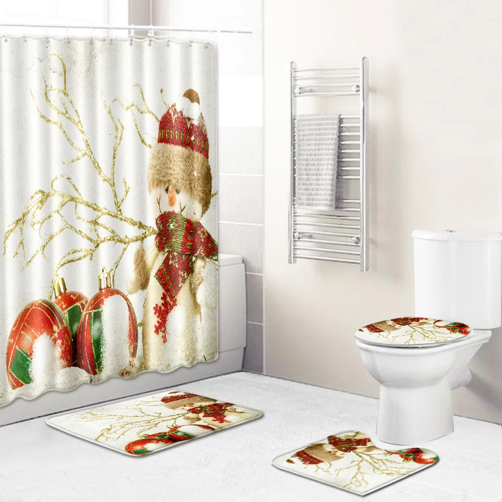 Comprare Natale Bagno Tenda Della Doccia Stuoie Di Natale Tenda Della Doccia Tende Da Doccia Bagno Tenda Set Con Tappetini Bb50