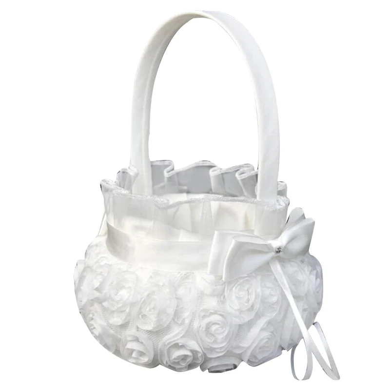 Цветочная корзина для девочек церемония любовь чехол сатиновая хранения конфет