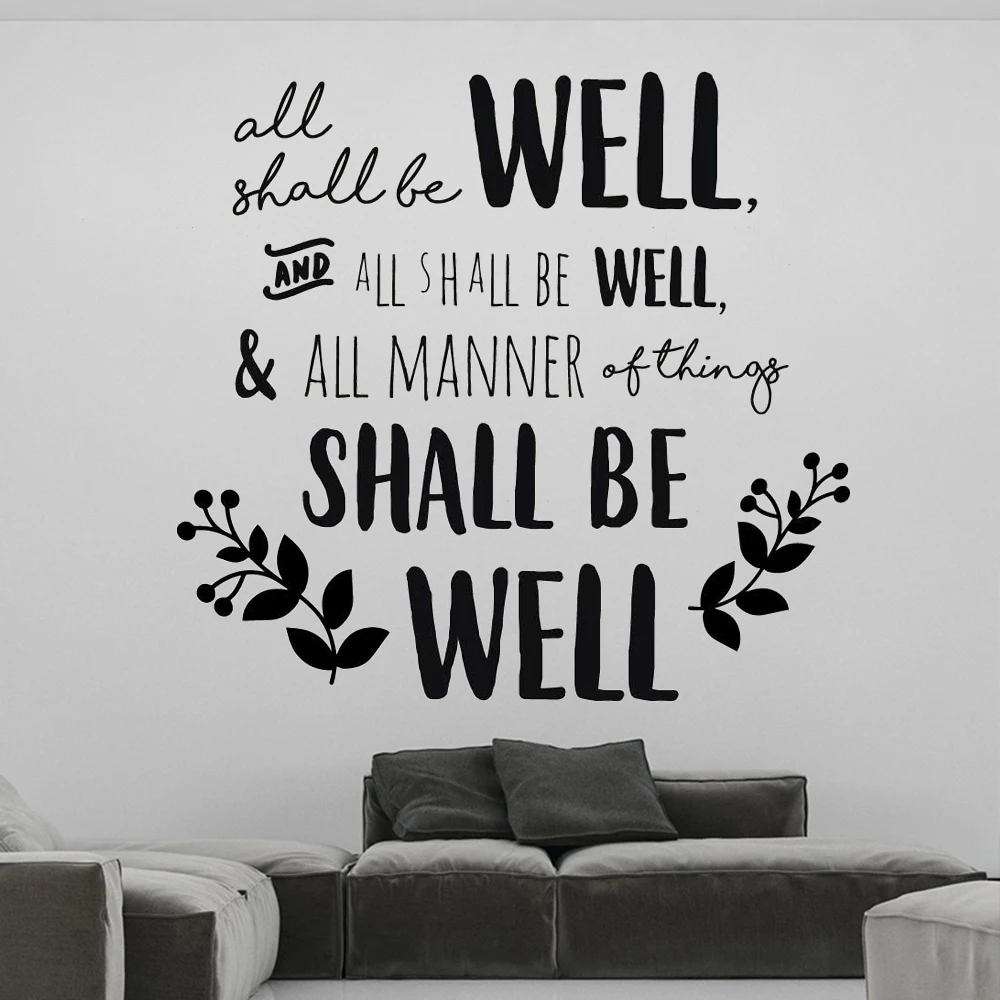 

Wall Stickers All Shall Be Well Quotes Vinyl Decals For Kids Rooms Decor Bedroom Livingroom Mural Decoration Poster RU2353