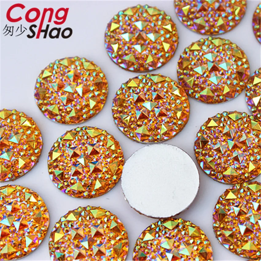 Cong Shao 18mm 50PCS AB Colorful Round Stones And Crystals Flat Back Resin Rhinestone Applique DIY Costume Accessories ZZ34 | Дом и сад