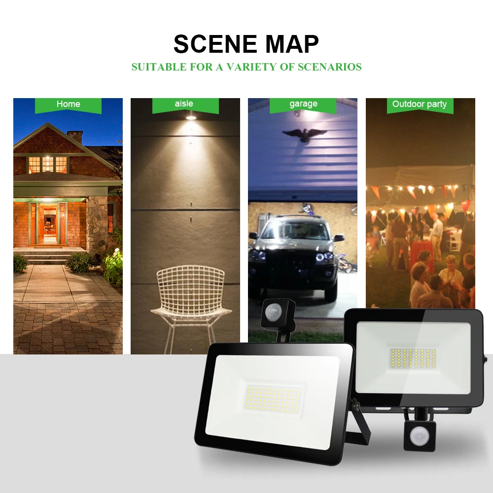 

50W220V Motion Sensor Led Flood Light Outdoor LED Spotlight Floodlight Wall Lamp Reflector IP65 Waterproof Light Exterior Light