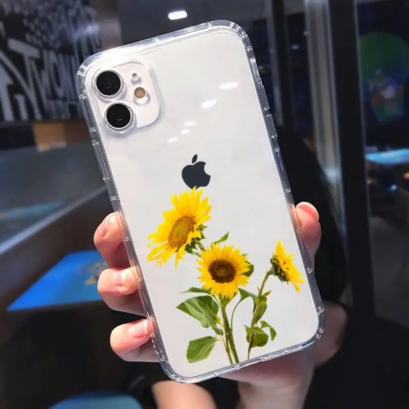 

sunflower Luxury Unique Design Phone Case Transparent soft For iphone 5 5s 5c se 6 6s 7 8 11 12 plus mini x xs xr pro max