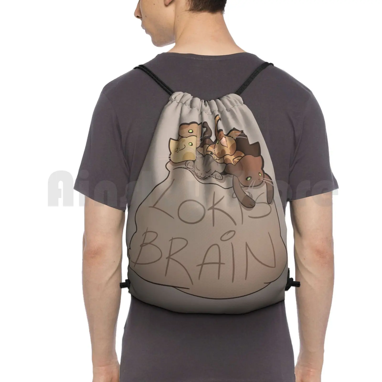 

Brain Backpack Drawstring Bags Gym Bag Waterproof The Comics Cats Cute Geek Geeky Nerd Nerdy Movie Movies Funny Parody