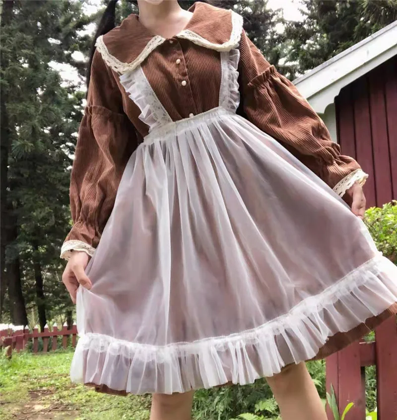 Harajuku Лолита платье уличная мода женское платье мягкие японские игрушки фонарь рукав Готический стиль тюль Лолита милое платье для девочки