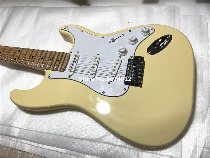 klassische unterschrift vintage creme gelb 6 string e gitarre geriffelte ahorn xylophon hals frei von versand free global shipping