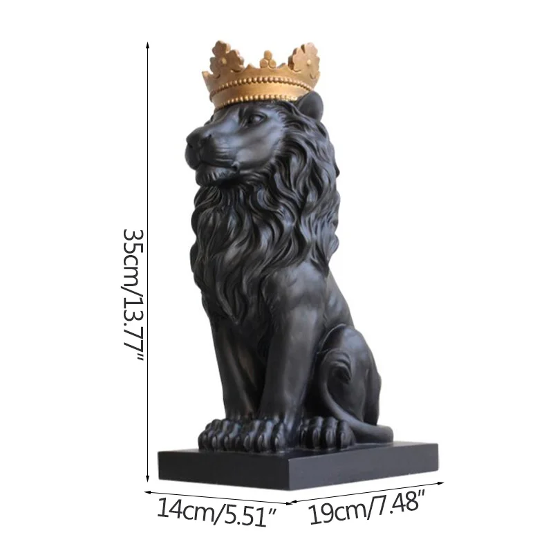 

Crown Lion Sculpture Handicraft Resin Figurines For Home Decoration Delicate Sculpture Living Room Decoration Accessories Gifts