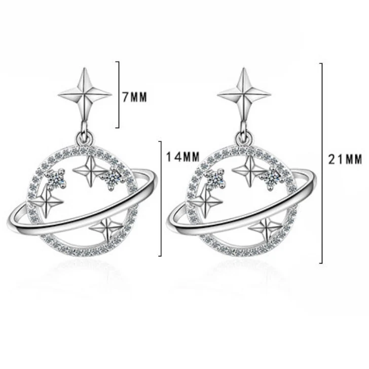 Блестящие серьги-подвески ModaOne с изображением Вселенной планеты звезды из