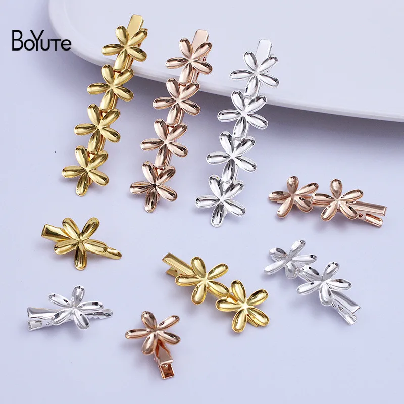 

BoYuTe (20 Pieces/Lot) Metal Iron Five-Petal Flower Hair Clip Base Korean Style DIY Handmade Hair Accessories Materials
