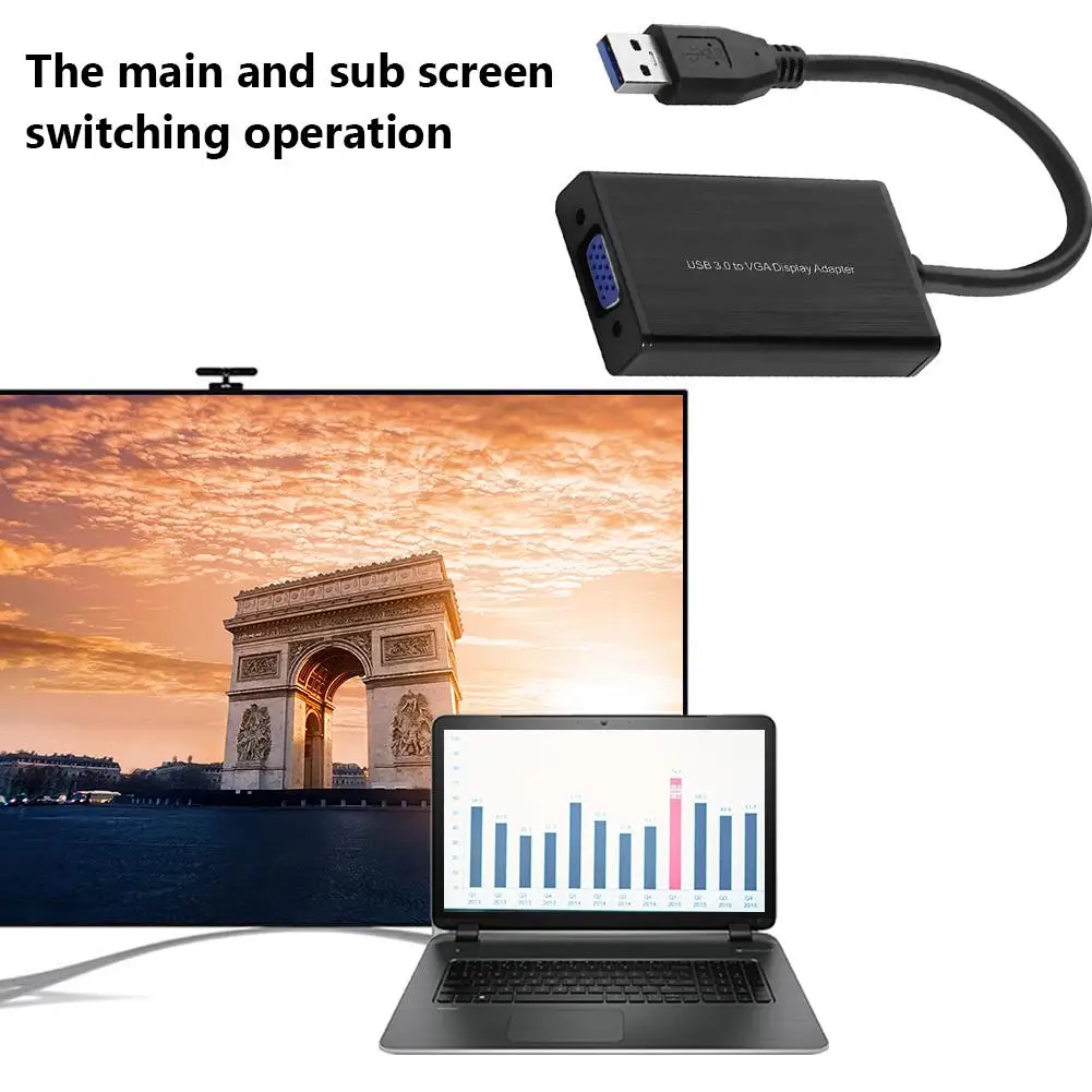 Кабель адаптер 1080p USB3.0 в VGA конвертер видеодисплея для ПК Windows 7 8 10 легкость