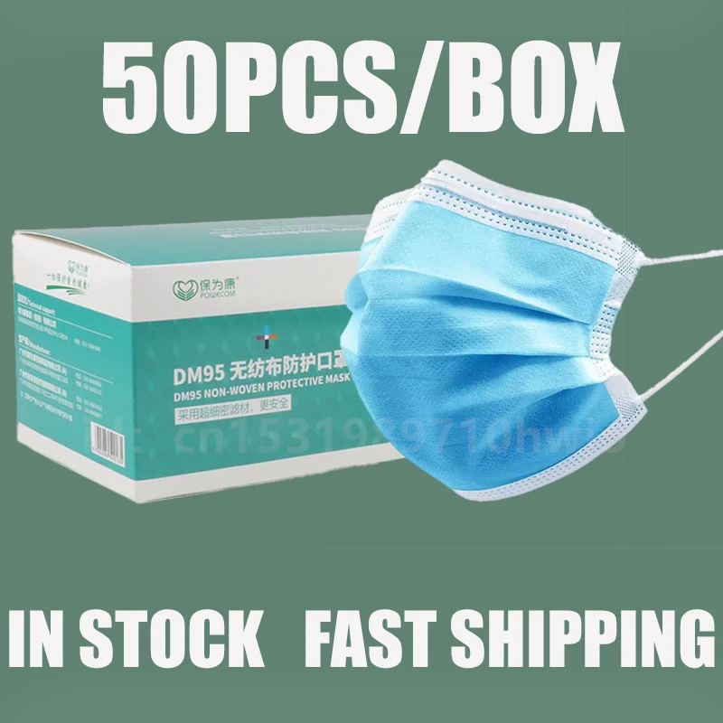 

10pcs/50Pcs/100pcs Mask Disposable Non wove 3 Layer Ply Filter Mask mouth Face mask Breathable Earloops Masks