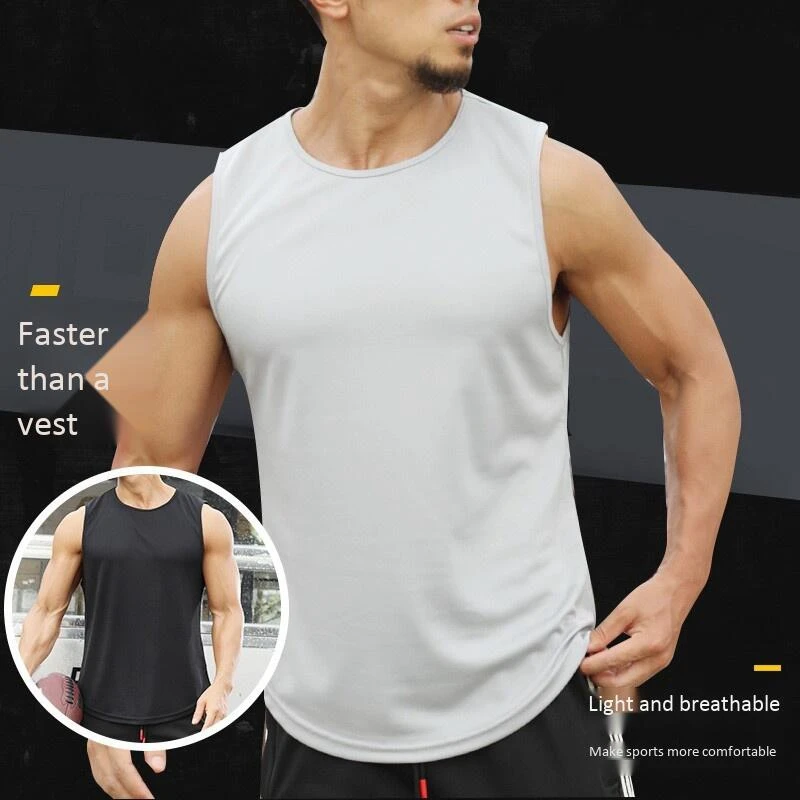 

2x Marathon Quick-Drying Sports Vest Men's Sleeveless Running Training Basketball Loose Fitness Vest M White & Green